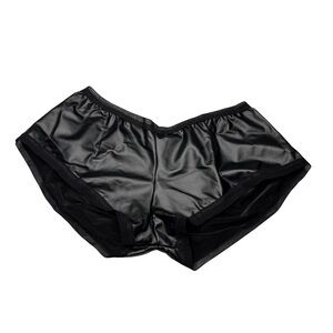 Black Faux Leather Boyshort Panty • NWT • OS • Darque by Coquette